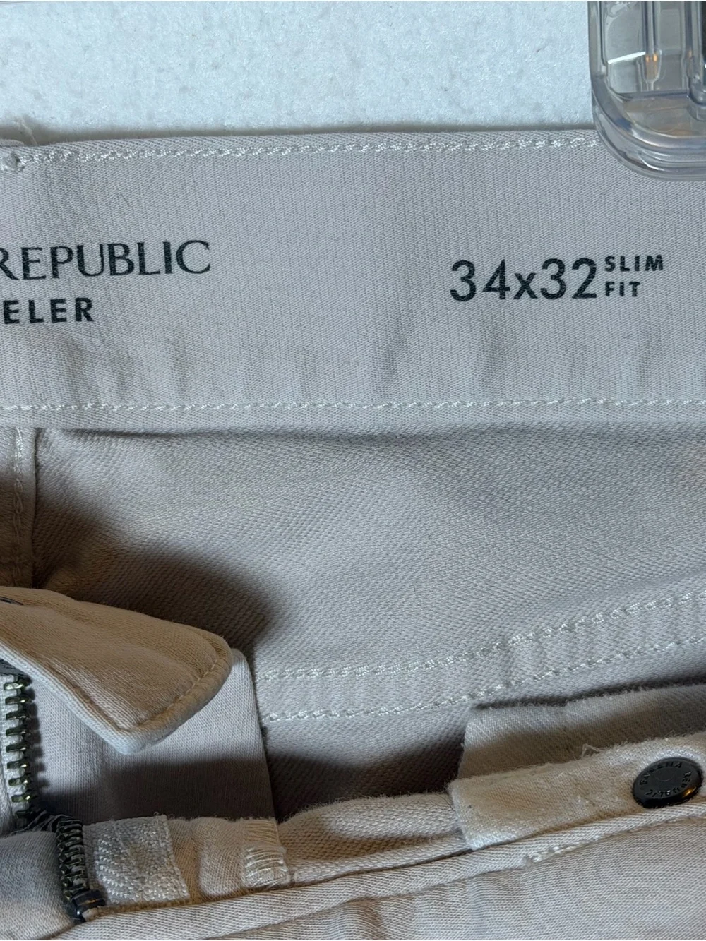 Banana Republic Mens Traveler Pants 34x32 Slim Fit Khaki Beige Stretch Chino